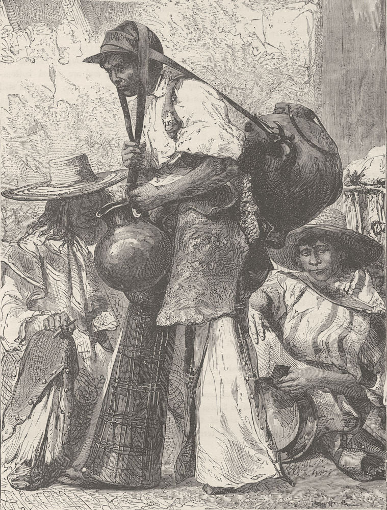 MEXICO. Village Indians, from Northern Mexico (water carriers)  1890 old print